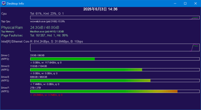 Desktop Info(桌面上显示实时系统信息) v3.19.3 绿色版